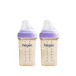 【hegen】金色奇蹟PPSU多功能方圓型寬口奶瓶 240ml 雙瓶組 ─ 漾紫