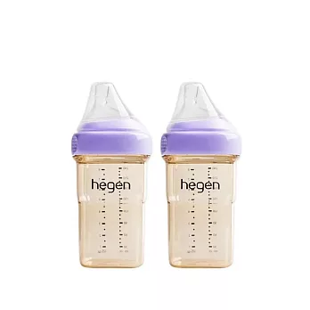 【hegen】金色奇蹟PPSU多功能方圓型寬口奶瓶 240ml 雙瓶組 - 漾紫