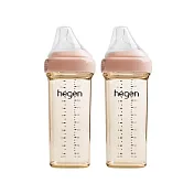 【hegen】金色奇蹟PPSU多功能方圓型寬口奶瓶 330ml 雙瓶組  - 嫣粉