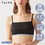 【日本GUNZE】俏麗格紋平口無痕無鋼圈內衣(TC7155-BLK) M 黑色