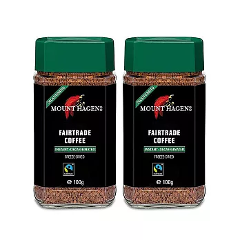 【Mount Hagen】德國進口 公平貿易低咖啡因即溶咖啡粉2罐組(100g x2)