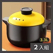 CS22 燉鍋家耐高温陶瓷煲湯砂鍋3.3L-2入