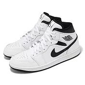 Nike 休閒鞋 Air Jordan 1 Mid 男鞋 白 黑 反轉熊貓 皮革 中筒 AJ1 一代 DQ8426-132