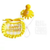 OPretty 歐沛媞 Petsall寵物生日帽+圍兜+數字貼-多色可選  黃色