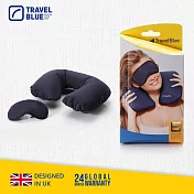 【Travel Blue 藍旅】安心入睡套組(含充氣U型頸枕與眼罩)