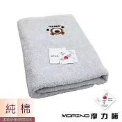 【MORINO摩力諾】MIT純棉可愛動物刺繡浴巾 小熊 灰色