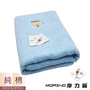 【MORINO摩力諾】MIT純棉可愛動物刺繡浴巾 貓咪 水藍