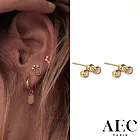 AEC PARIS 巴黎品牌 幸運草三白鑽耳環 簡約金色耳環 STUDS OUTO