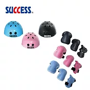 成功SUCCESS 可調式安全頭盔+三合一溜冰護具組 S0710+S0500 藍色S
