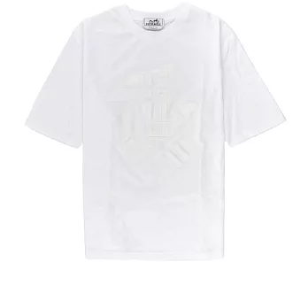 HERMES 立體拼貼3D Logo短袖上衣XS (白色)