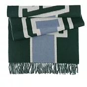 COACH Varsity 校隊徽標撞色羊毛圍巾 綠色/霧藍色