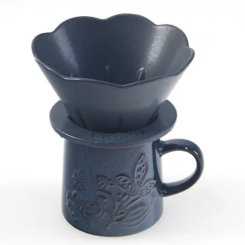 日本 YUKURI 陶瓷咖啡濾杯加馬克杯 藏青色