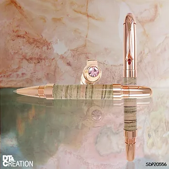 【DT&CREATION】 天然台灣玫瑰石 鑲奧地利知名品牌水晶x鋼珠筆 獨一無二 全球限量商品 玫瑰石