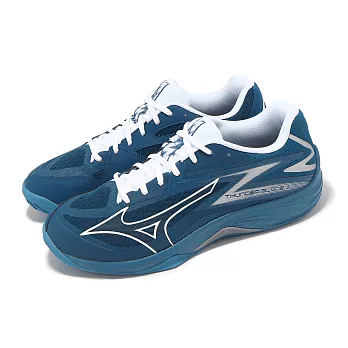 Mizuno 排球鞋 Thunder Blade Z 男鞋 女鞋 藍 白 入門款 緩衝 室內運動 羽排鞋 美津濃 V1GA2370-22