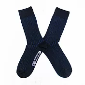 【LEEDS WEATHER】 乾燥感・機能美學羅紋襪∣黑色x水手藍∣ 25 - 28 cm