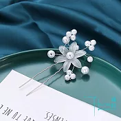 【Hera赫拉】珍珠獨立裝飾花新娘婚紗髮簪/頭飾-2色 白
