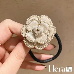 【Hera赫拉】經典小香風大山茶花珍珠韓版髮圈─2色#H100401D 白色