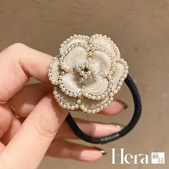 【Hera赫拉】經典小香風大山茶花珍珠韓版髮圈-2色#H100401D 白色