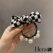 【Hera赫拉】韓國東大門黑白棋盤格蝴蝶結髮圈 H111032205 黑白棋盤色