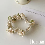 【Hera赫拉】超仙珍珠花朵髮圈 H111061507 米色