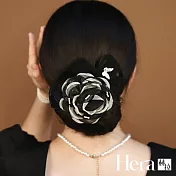 【Hera赫拉】絹紗大花朵布藝盤髮扭扭夾 L111080910 黑白色