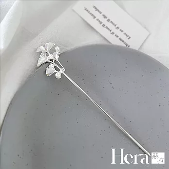 【Hera赫拉】法式簡約銀杏葉珍珠髮簪 L111092007 銀色