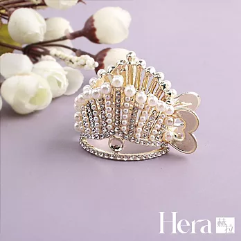 【Hera赫拉】氣質水鑽珍珠皇冠馬尾夾 H111101101 珍珠水鑽