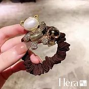【Hera赫拉】小熊珍珠水鑽金屬大腸髮圈 H111101103 咖啡色