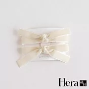 【Hera赫拉】復古甜美絲絨蝴蝶結邊夾 H112020203 白色一對