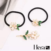 【Hera赫拉】優雅白色梨花造型髮圈邊夾三入組 H112022101 3入組