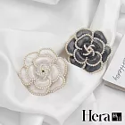 【Hera赫拉】奢華小香風山茶花珍珠胸針 H112051004 黑色