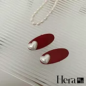 【Hera赫拉】復古石榴紅珍珠愛心瀏海邊夾兩入組 H112100301 愛心兩入組
