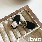 【Hera赫拉】復古絲絨精緻鴨嘴夾兩入組 H112121202 黑色珍珠+黑色水鑽
