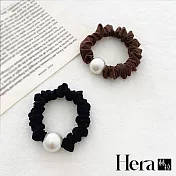【Hera赫拉】簡約氣質珍珠大腸髮圈兩入組 H112121204 黑色+咖色
