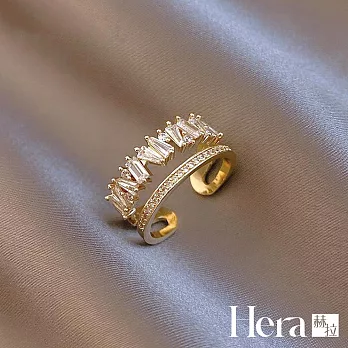【Hera赫拉】輕奢個性雙層鋯石戒指 H112042602 金色