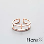 【Hera 赫拉】韓款雙層鑲鑽十字架開口戒 #H100331I 玫瑰金色