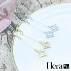 【Hera 赫拉】方形簍空水晶吊墜精鍍銀耳飾 H111021607 金色