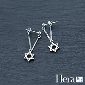 【Hera 赫拉】韓國氣質個性六芒星流蘇耳環 H111032306 白金色