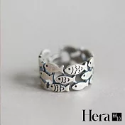 【Hera 赫拉】精鍍銀可愛游魚手工開口可調戒指 H111040504 銀色
