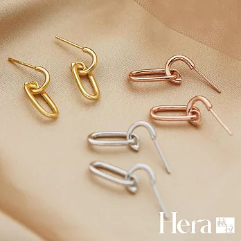 【Hera 赫拉】精鍍銀個性雙環橢圓耳環 H111120701 銀色
