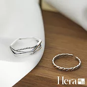 【Hera 赫拉】個性冷淡風組合精鍍銀戒指 H111120703 銀色兩入