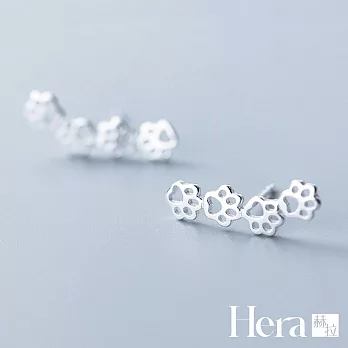 【Hera 赫拉】鏤空貓掌精鍍銀耳針 H111122809 銀色
