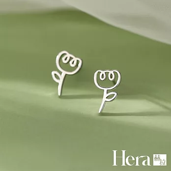 【Hera 赫拉】精鍍銀鬱金香鏤空耳環 H112090508 銀色