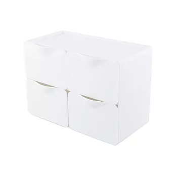 O-Life 組合式抽屜收納盒- 4抽屜/置物盒/收納箱/整理箱 白色