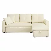 IDEA-亞蒙隱藏式變化L型沙發/兩種材質 皮革-白色