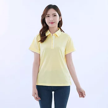【遊遍天下】女款吸濕排汗抗UV機能POLO衫(GS1033) L 黃白