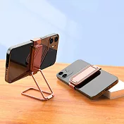 【EZlife】360度背夾式金屬扣手機支架 玫瑰金
