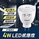 4W LED 雙色光紅外線感應燈(可切換黃白光/2P插頭式)