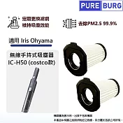 2入組-適用Iris Ohyama 無線車用手持式吸塵器IC-H50 (costco款)替換用HEPA微塵濾網濾心IC-HH50