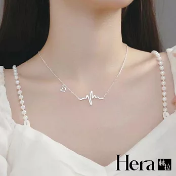 【Hera赫拉】時尚鈦鋼心電圖項鍊/鎖骨鍊-2色 銀色